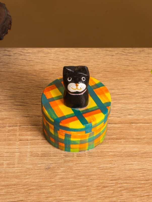 Сувенирная шкатулка &laquo;Чёрный Кот&raquo;, 4.5&times;4.5&times;6 см, дерево, разноцветная