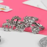 Кольцо &laquo;Ассорти&raquo; в сердце, форма МИКС, белое в серебре