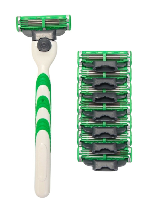 Станок Gillette Mach3 + 8 сменные кассеты цвет зеленый Станок Gillette Mach3 + 8 сменные кассеты цвет зеленый