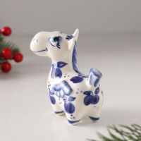 Статуэтка фарфоровая "Конь Пегас" кобальт, 8 см