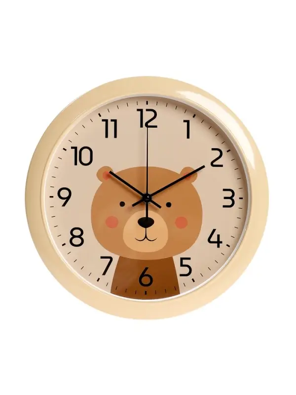 Часы настенные "Медвежонок", детские, плавный ход,  d=29см, бежевые