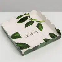 Коробка для печенья, кондитерская упаковка с пластиковой крышкой, &laquo;Эко&raquo;, 18 х 18 х 3 см