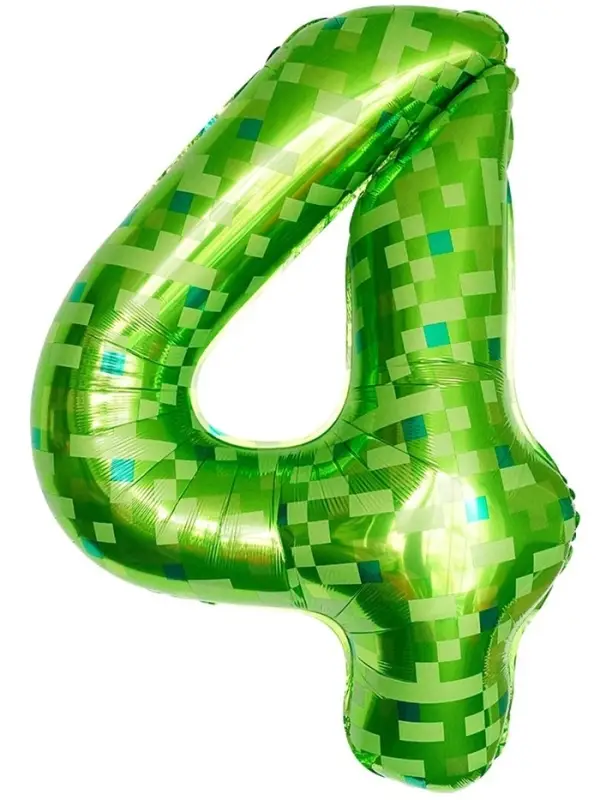 Воздушный шар фольгированный 40" цифра "4" пиксели, в ин.уп.