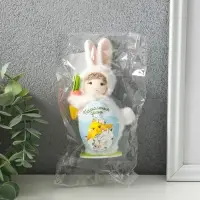Сувенир пасхальный "Малыш в костюме кролика с морковкой" 7,5х5,5х14,5 см