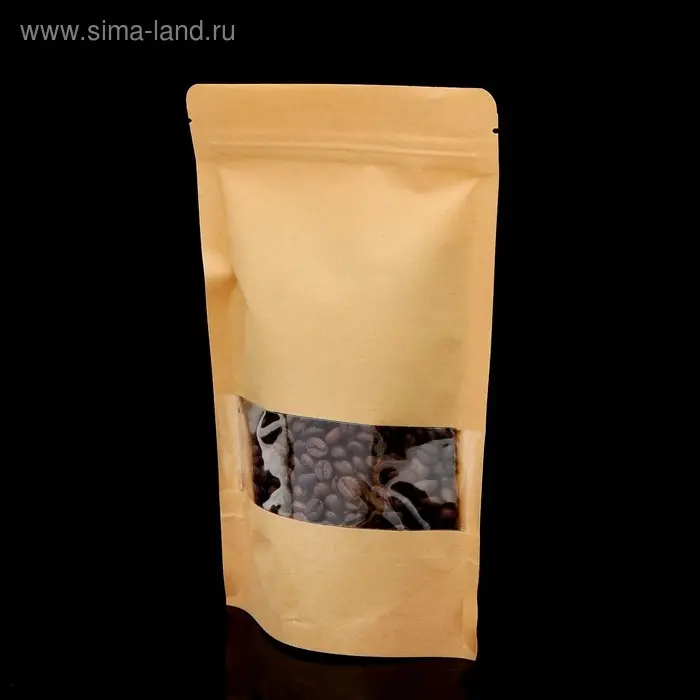 Пакет Zip - lock Крафт с прямоугольным окном 16&times;26 см