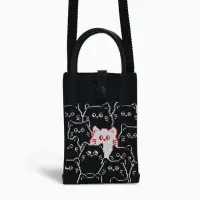 Сумка подр Коты, 12*4*17, отд на кнопке, дл ремень, черный