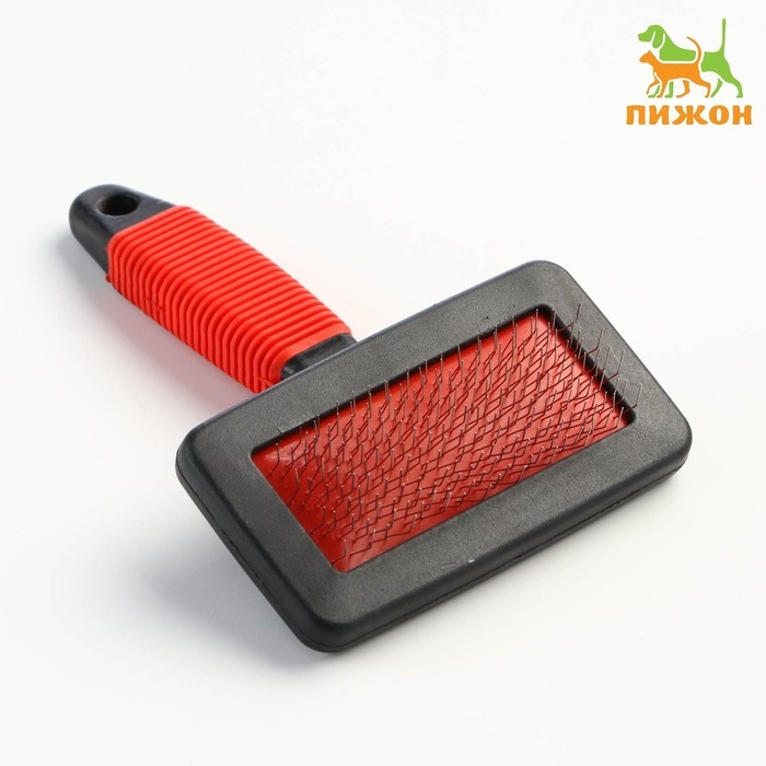 Пуходерка Пуходерка "Риф" без капель с резиновой ручкой, средняя, 10 х 14 см, чёрно-красная