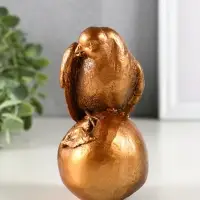 Фигура гипс "Птица на яблоке" высота 13 см, бронза