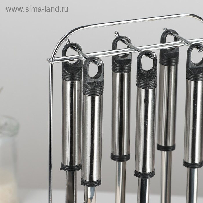 Набор кухонных принадлежностей «Помощник», 6 предметов, на подставке Набор кухонных принадлежностей «Помощник», 6 предметов, на подставке