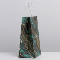 Пакет подарочный крафтовый, упаковка, &laquo;Мрамор&raquo;, 12 х 21 х 9 см