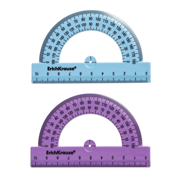 Транспортир 10 см 180&deg;, ErichKrause "Manga", пластик, непрозрачный, коробка-дисплей, МИКС