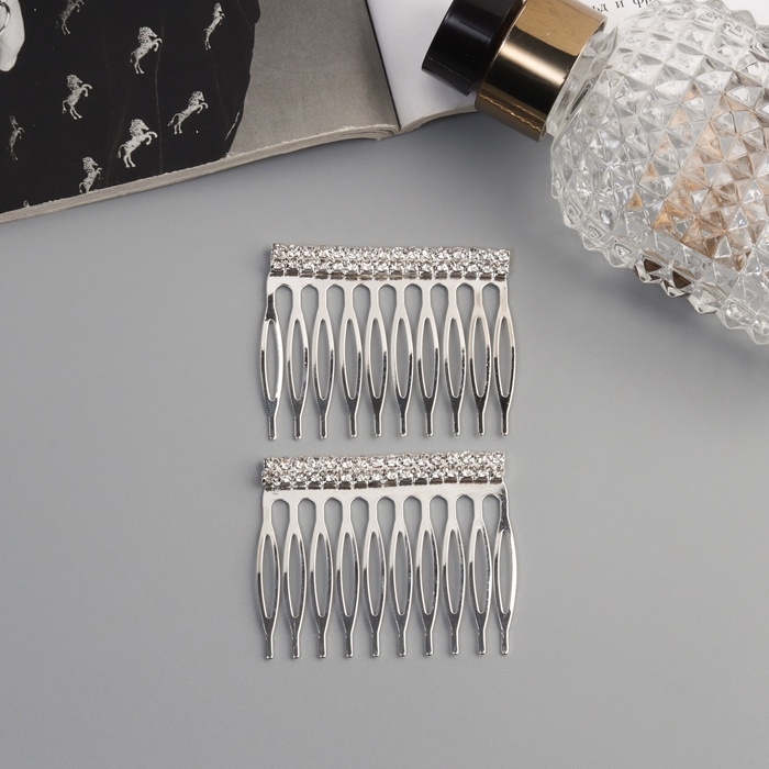 Гребень для волос "Медея" (набор 2 шт) классика нить, 5х4 см, серебро