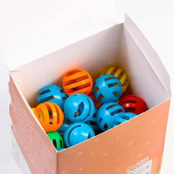 Шарик для кошек с бубенчиком "Футбол", 3,8 см, фасовка 60 шт, микс цветов