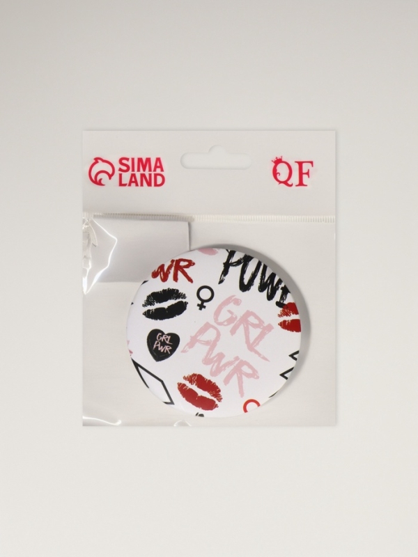 Зеркало складное круг (2) c/увел d7,5см GRL PWR белый пласт пакет QF