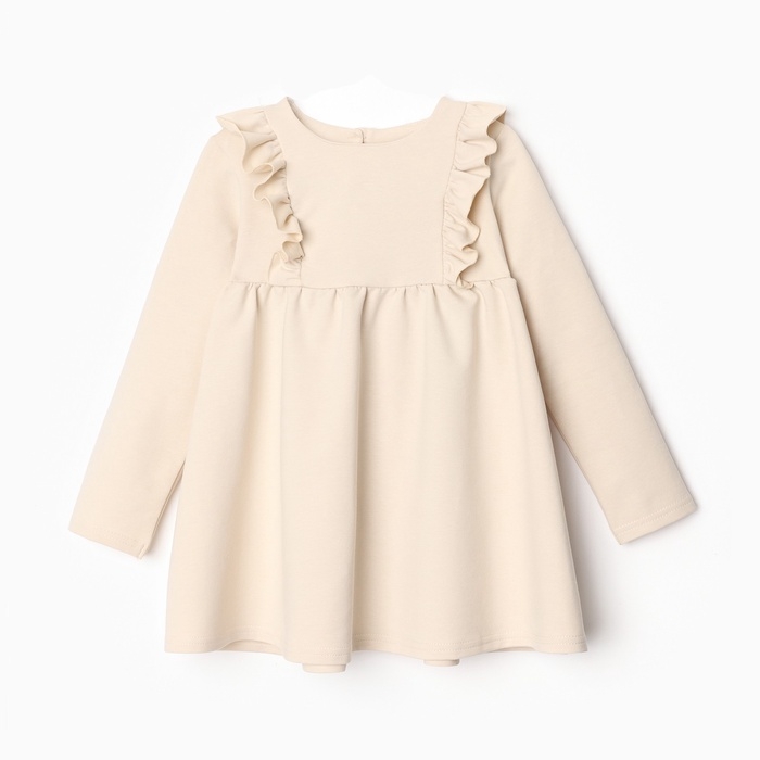 Платье для девочки с рюшей KAFTAN Платье для девочки с рюшей KAFTAN "Basic line", размер 30 (98-104), цвет кремовый