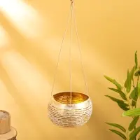 Подсвечник подвесной из кокоса, 12-15 см, золотисто-белый