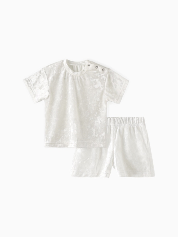 Костюм (шорты и футболка) Крошка Я "Бархат", р. 86-92 см, белый