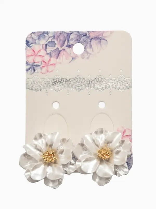 Клипсы "Цветочки" цвет белый в золоте