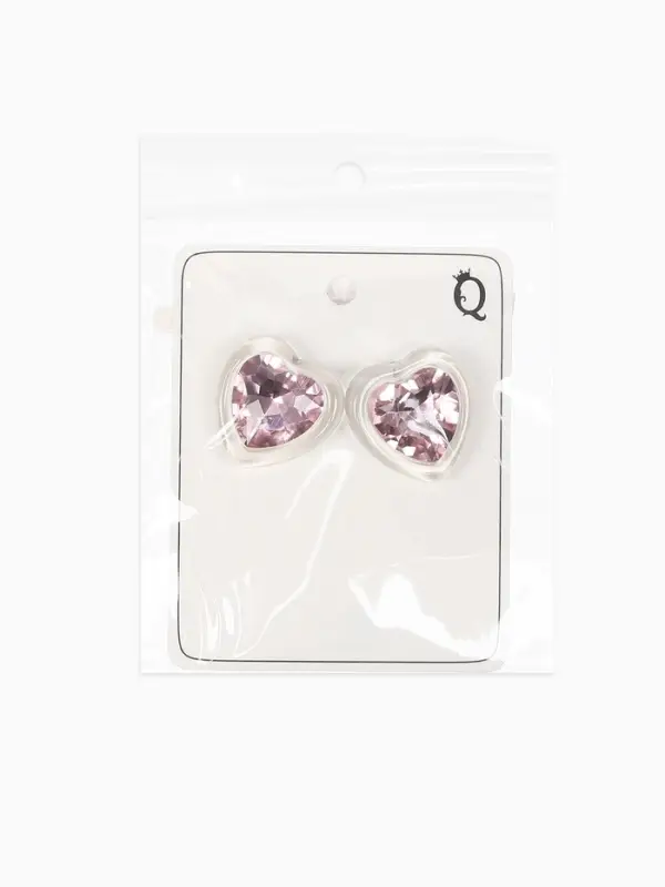 Серьги "Кристалл" сердце, цвет прозрачно-розовый