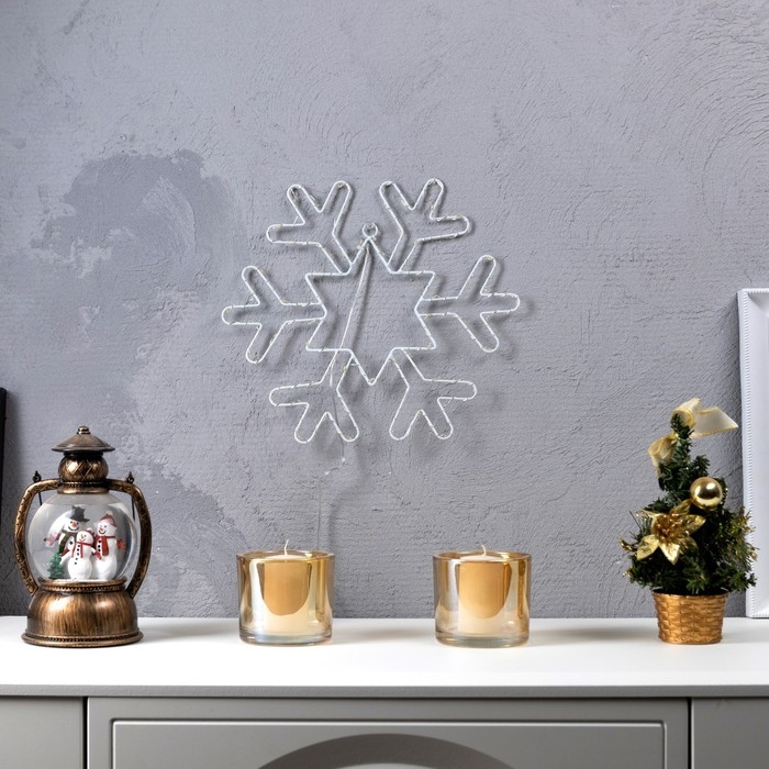 Светодиодная фигура &laquo;Снежинка&raquo; 30 см, металл, батарейки ААх3 (не в комплекте), свечение тёплое белое