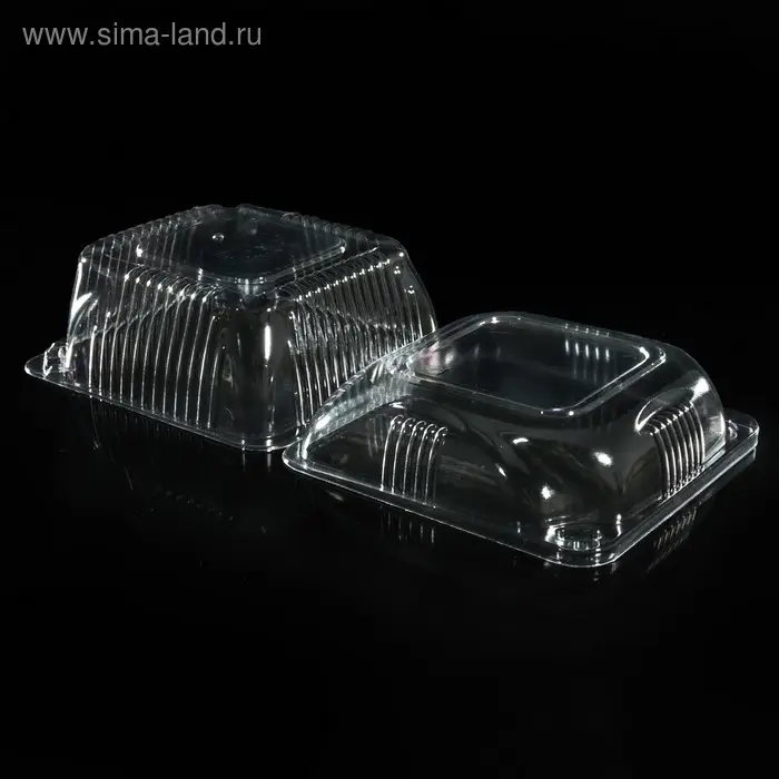 Контейнер одноразовый с неразъёмной крышкой ИП-9 А, пластик, 350 мл, 13&times;13&times;7.5 см, прозрачный