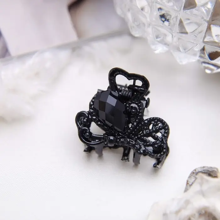 Крабик для волос &laquo;Чёрный ажур&raquo;, цветок, 2.3 см