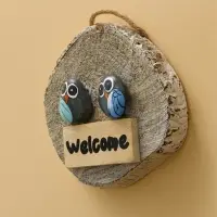 Панно "WELCOME" дерево 15х3х15 см, цв. серый