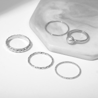 Кольцо набор 5 штук «Идеальные пальчики» грация, цвет белый в серебре Кольцо набор 5 штук «Идеальные пальчики» грация, цвет белый в серебре