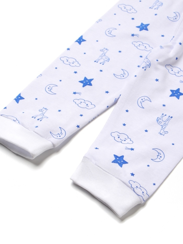 Ползунки с открытой ножкой детские "Жирафы", цвет белый/синий, рост 68