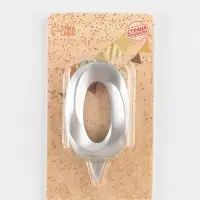 Свеча в торт &laquo;Грань&raquo;, цифра 0, серебряный металлик, 6.5 см