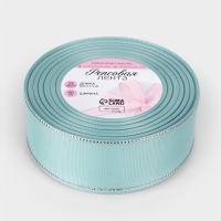 Лента репсовая 40мм*25&plusmn;1ярд(23м&plusmn;1м) серебряные нити №013 светло-голубой АУ