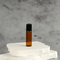 Флакон стеклянный для парфюма, с металлическим роликом, 5 мл, коричневый, чёрный