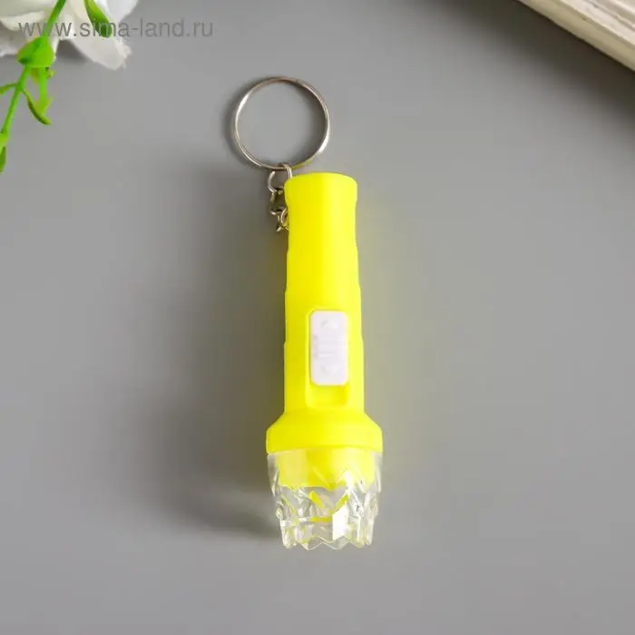 Фонарик брелок для ключей на кольце &laquo;Фигурный край&raquo;, горит, 6.7&times;2&times;2 см, МИКС