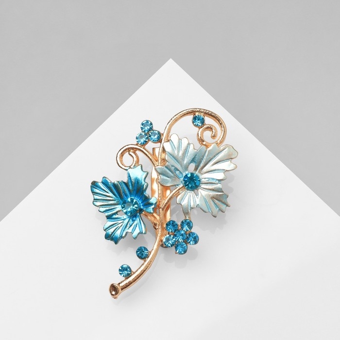 Брошь &laquo;Цветы&raquo; незабудки, цвет голубой в золоте