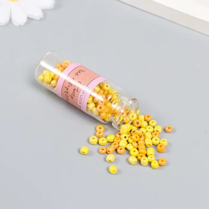 Бисер 6/0 в бутылочке "Горчица и васаби" 20 гр керамический блеск 6х2х2 см