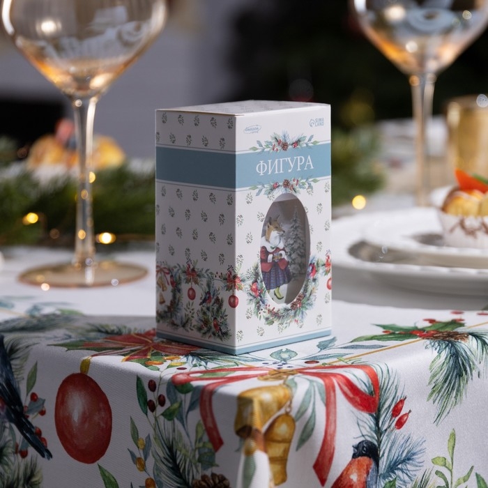 Светодиодная фигура &laquo;Белый фонарь с лисами&raquo; 6.3 &times; 12 &times; 6.3 см, пластик, батарейки AG13х3 (в комплекте), свечение тёплое белое