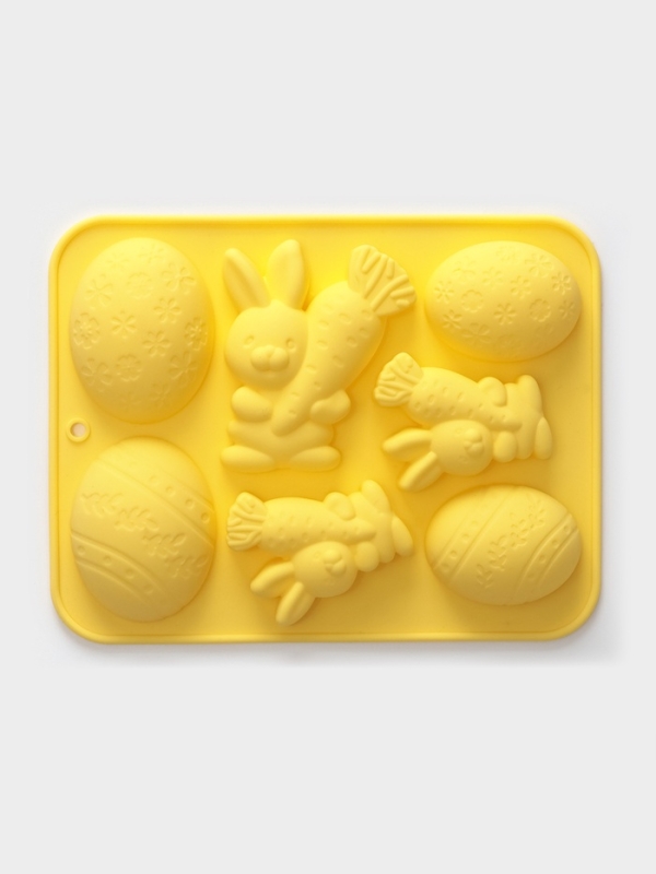 Форма для выпечки Доляна &laquo;Пасха&raquo;, силикон, 7 ячеек, 18,5&times;14,5&times;2,5 см, жёлтая