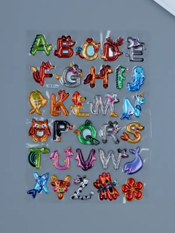 Наклейка пластик голография с металлическим отливом "Буквы" 9,5х27 см