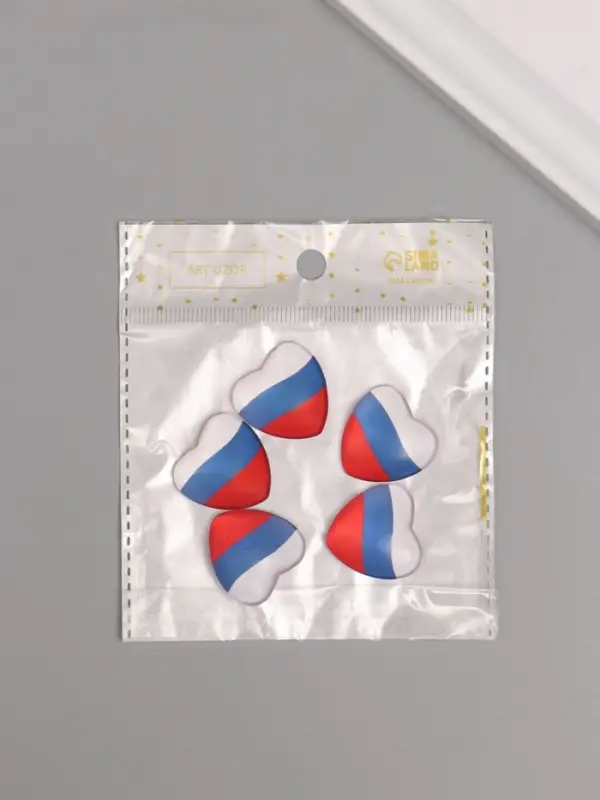 Кабошон стекло для творчества &laquo;Сердце. Россия&raquo;, 2.5&times;2.5 см