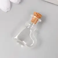 Маленькая стеклянная баночка &laquo;Бутылочка: сердце с пробкой &raquo;, для творчества и декора, 0.8&times;1.9&times;2.7 см