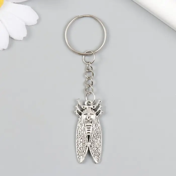 Брелок металл "Цикада" серебро 1,5х3,6 см
