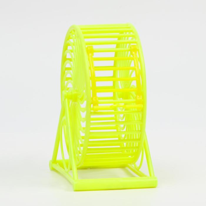 Колесо для грызунов на основании, пластик, 12,5 см, жёлтое Колесо для грызунов на основании, пластик, 12,5 см, жёлтое