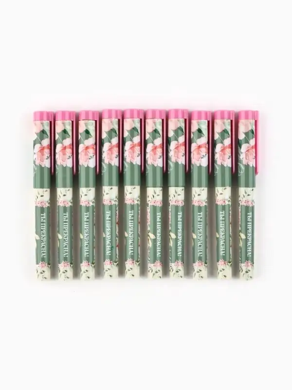 Ручка шариковая, синяя паста, пластиковый корпус с колпачком, 0.7 мм &laquo;Ты прекрасна, цветы&raquo;