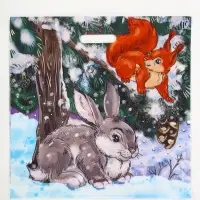 Пакет "Зимовье", полиэтиленовый с вырубной ручкой, 38х45 см, 50 мкм