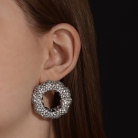 Серьги со стразами &laquo;Блеск&raquo; кольцо, белые в серебре