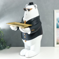 Сувенир полистоун подставка "Белый мишка в чёрном пиджаке, в очках и шляпе" 69х34,5х42,5 см