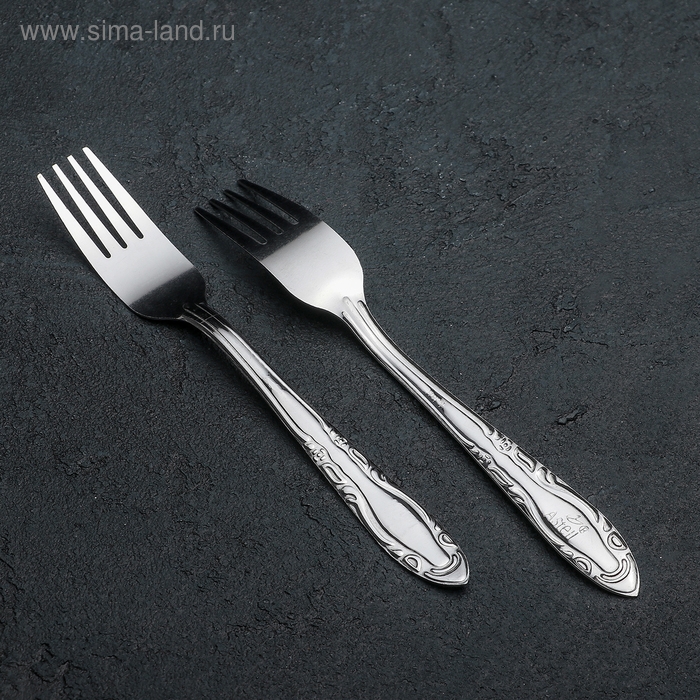Набор столовых вилок &laquo;Общепит&raquo;, h=19 см, толщина 0,7 мм, 6 шт, цвет серебряный