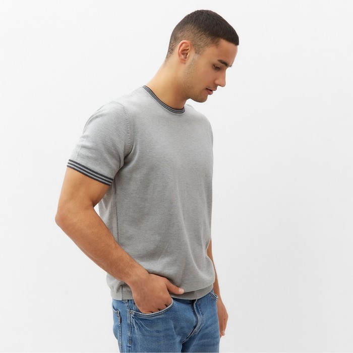 Джемпер мужской короткий рукав MINAKU REGULAR FIT: цвет серый меланж, р-р 46