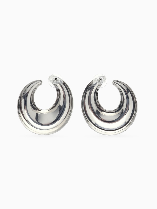 Серьги металл «Кольца» полумесяц, цвет серебро Серьги металл «Кольца» полумесяц, цвет серебро