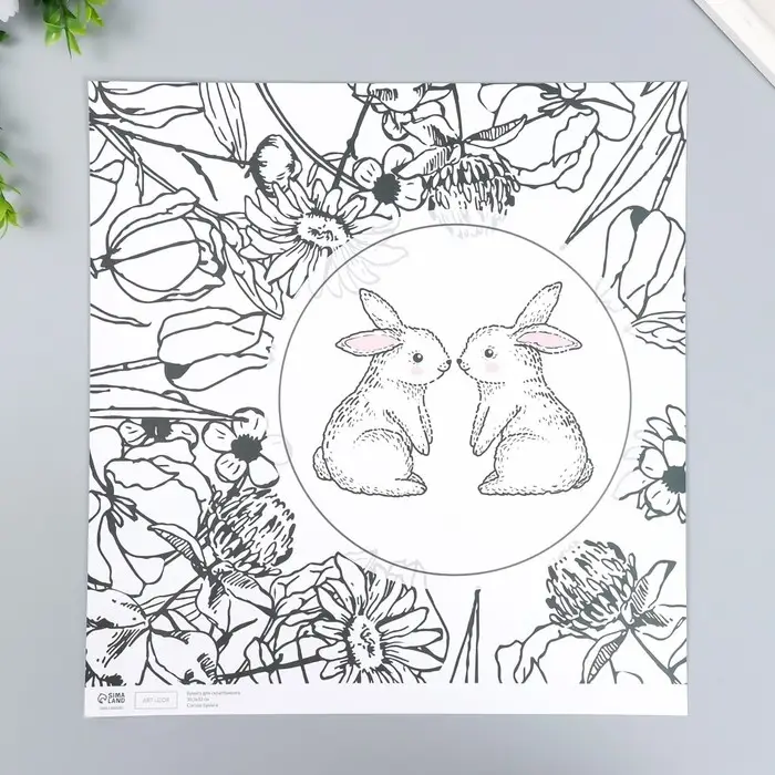 Бумага для скрапбукинга двусторонняя "Зайчики и цыплёнок" плотность 180 гр 30,5х32 см